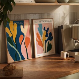 2 Frames Mockup in Kitchen PSD