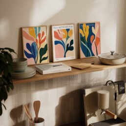 3 Frames Mockup in Kitchen Photoshop PD