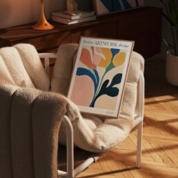 Wood Frame on Chair Mockup for Photoshop