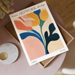 Close up Frame Mockup Pink Table